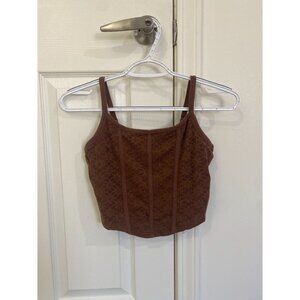✨ Hollister Brown Lace Corset-Inspired Crop Top (XS/S) ✨